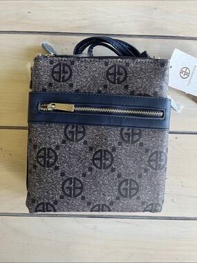Giani Bernini Navy Blue Monogram Messenger Bag